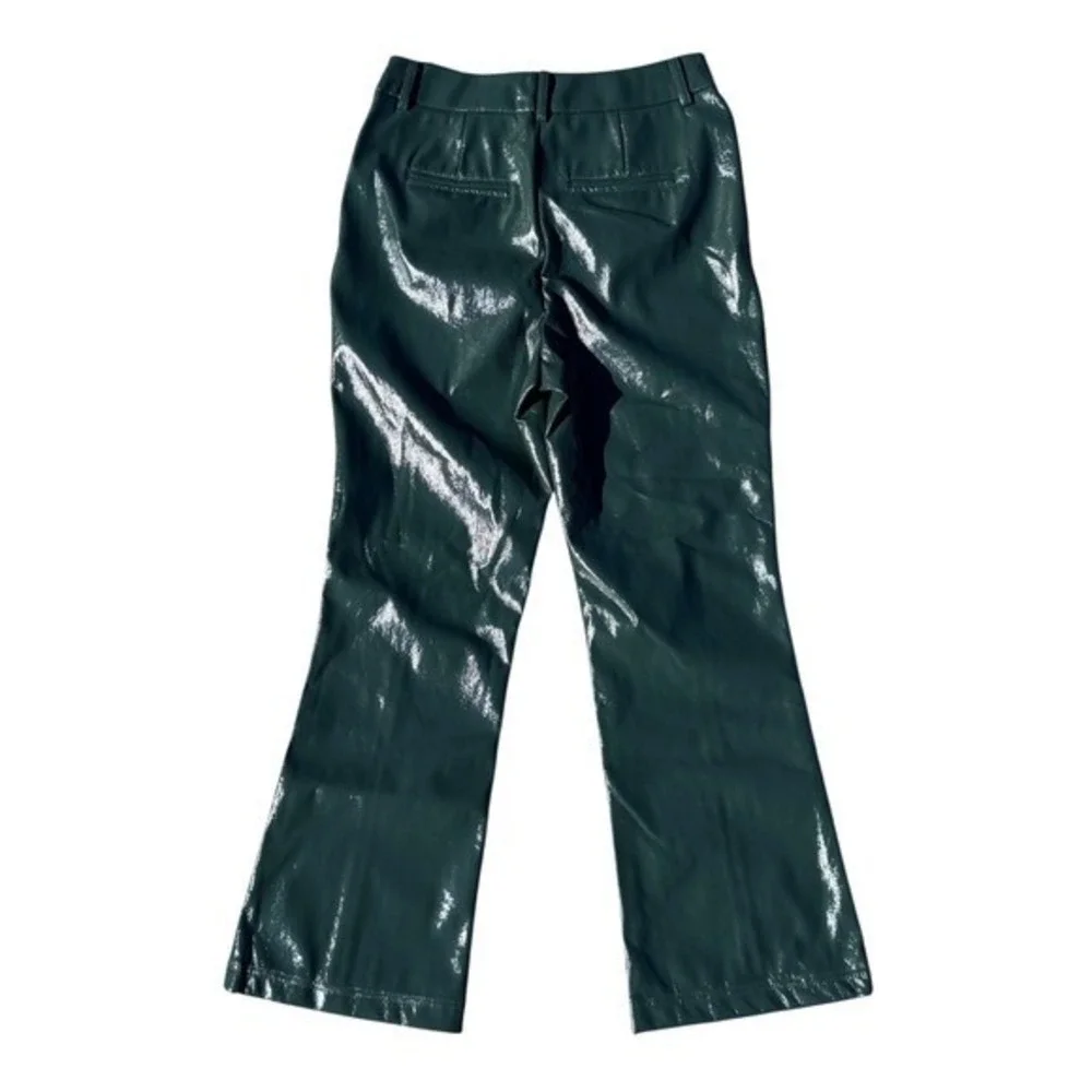 7 for all mankind faux leather wide leg cropped green pants Small/26 Scandi Girl
